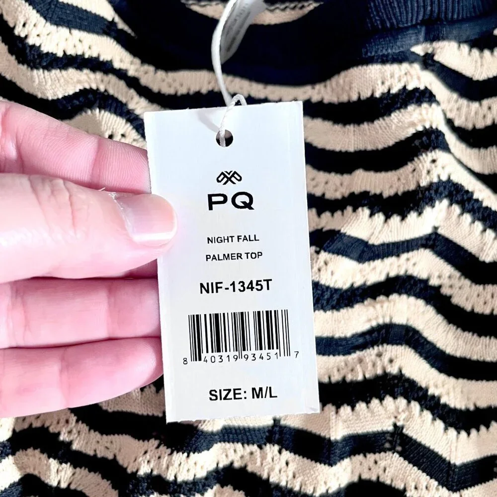 NWT PQ Swim Palmer Woven Sweater Nightfall Top M/L